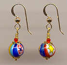 Millefiori 8mm Fine Quality Round Earrings